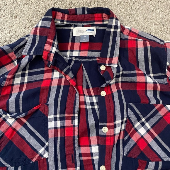 Old Navy Red and Blue Plaid Button Down Shirt - Picture 2 of 5